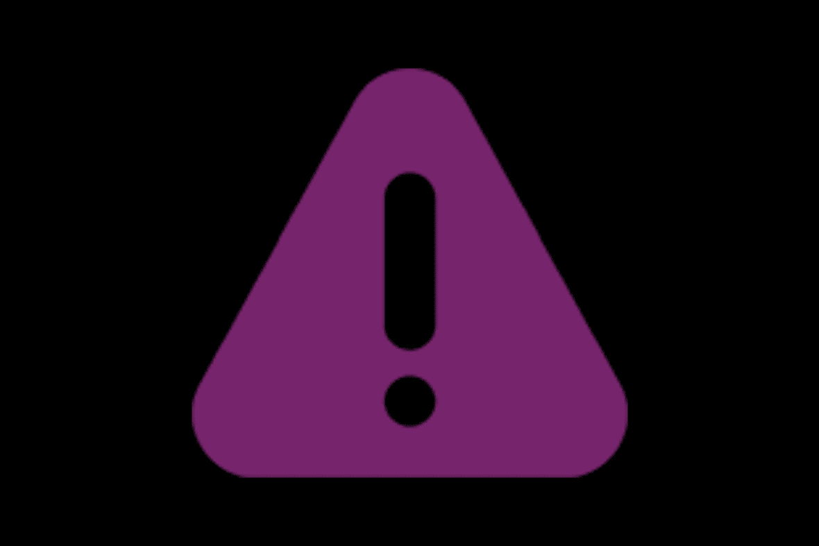 purple caution triangle representing a lockdown